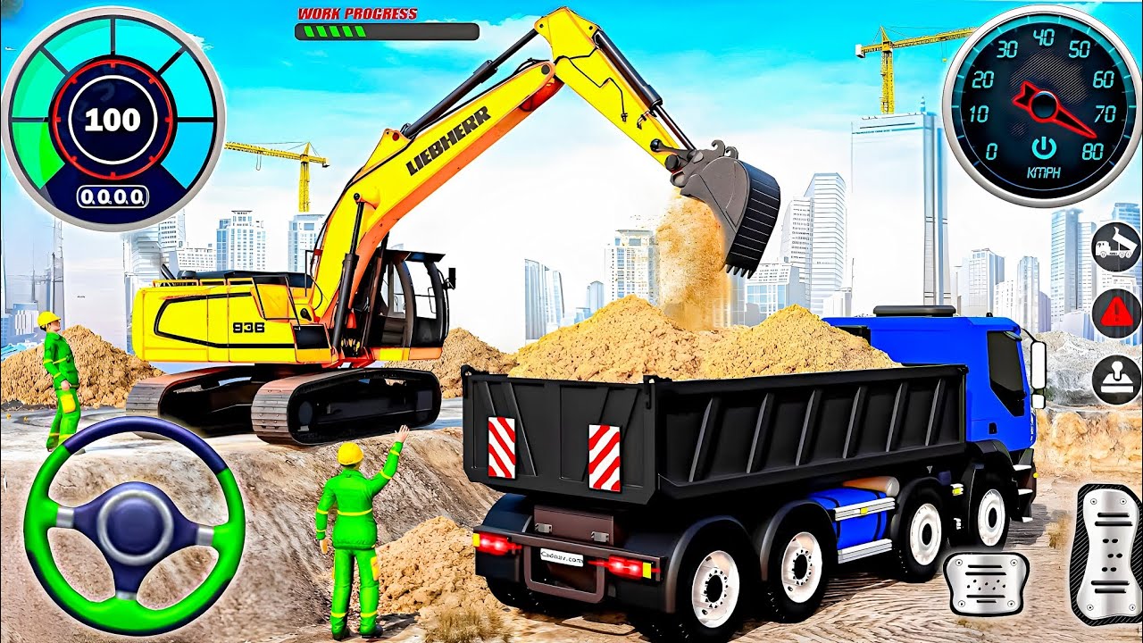 🔥 Real Construction Simulator 3D - 🚧 JCB Excavator driving Gameplay