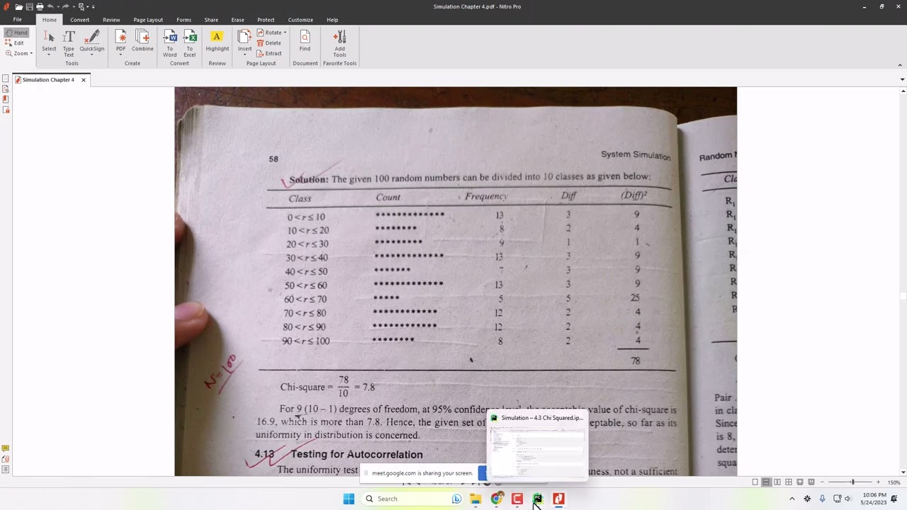 Chi-Squared uniform distribution test | Simulation and Modeling
