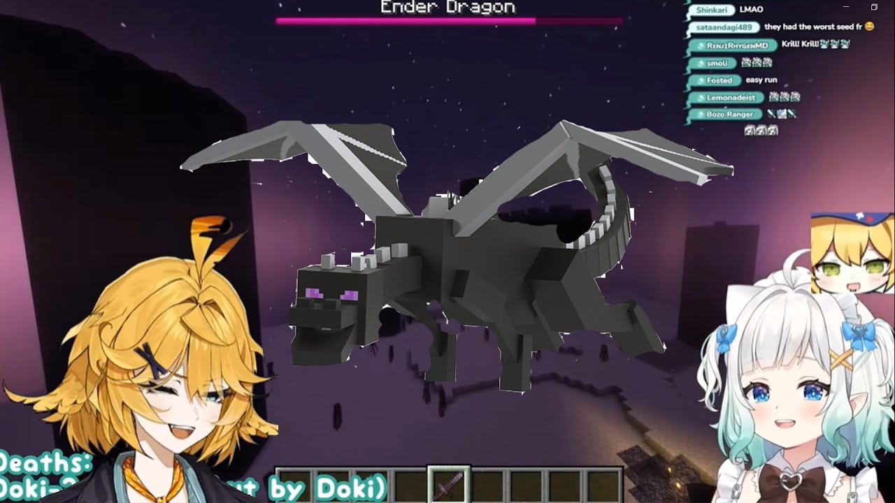 MINT AND DOKI KILLING THE ENDER DRAGON!!