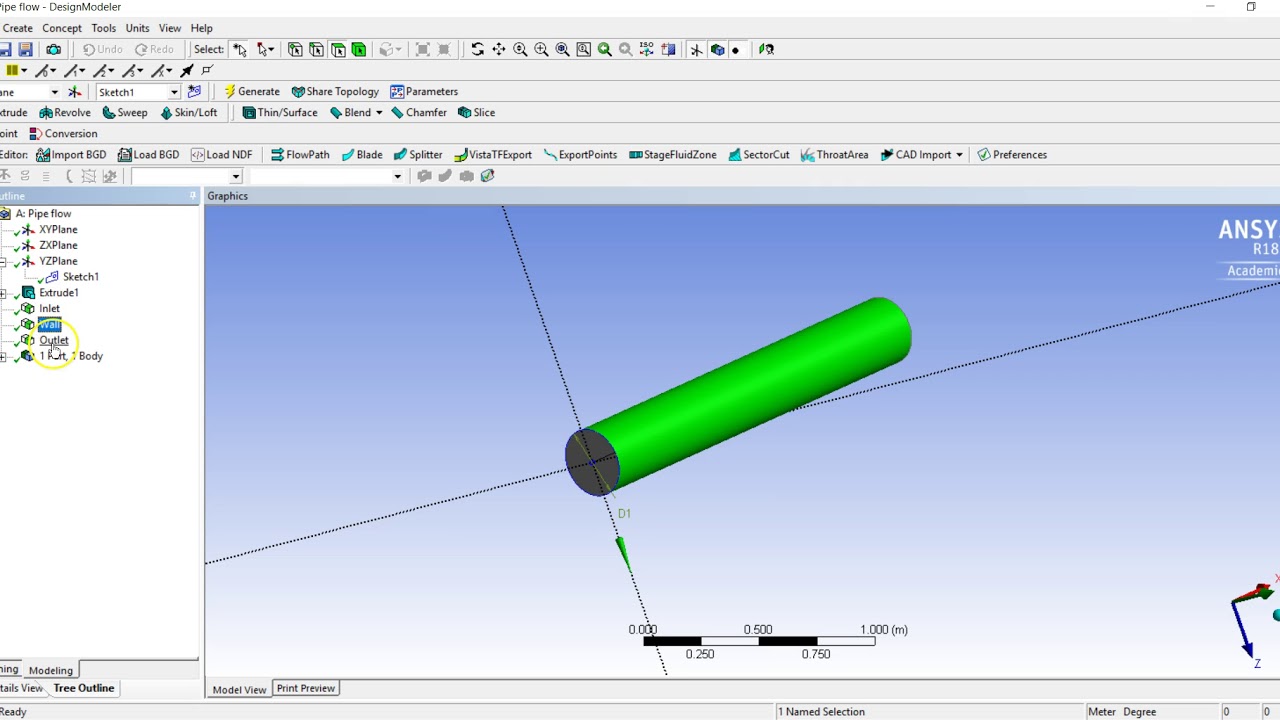 Water Flowing Through Pipe using Ansys CFX