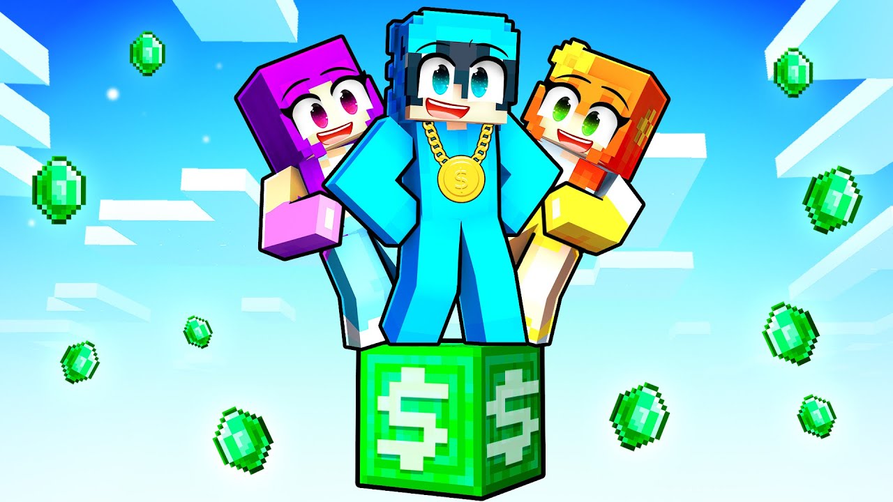 Minecraft Ama KIZLAR ile TEK BLOK ZENGİNLİK!