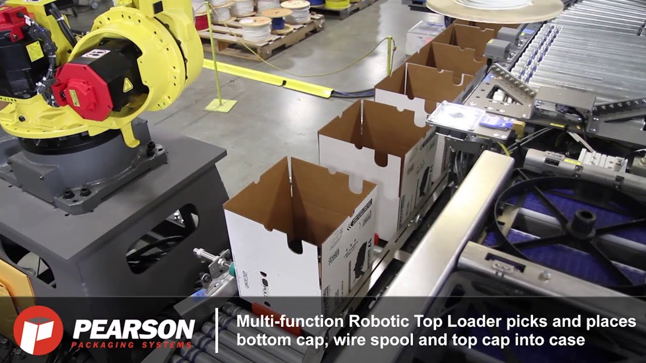 Robotic System Erects, Packs, Seals & Palletizes Wire Spools - Pearson Packaging Systems