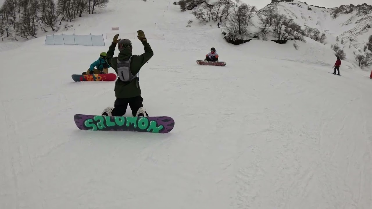 Snowboard with Friends, Nevados de Chillan Ski Resort, Chile - Winter 2024 - 4K