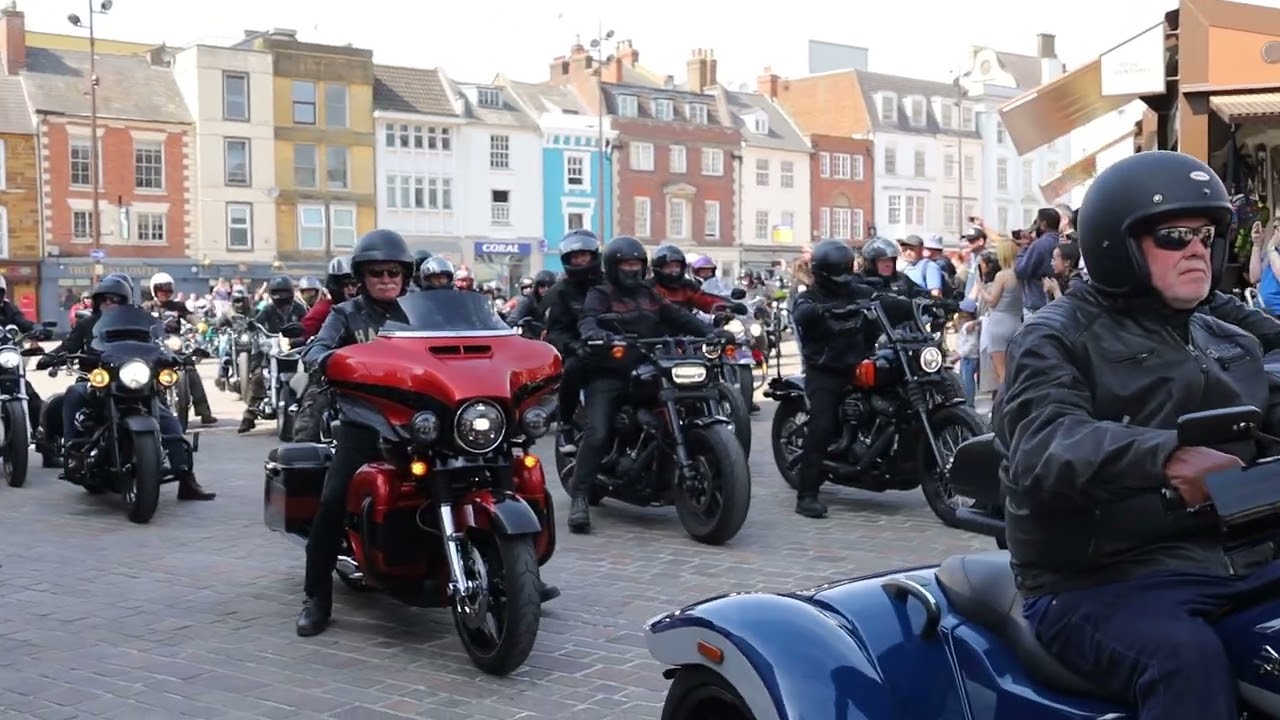 250 Harley Davidsons in Northampton Market Square