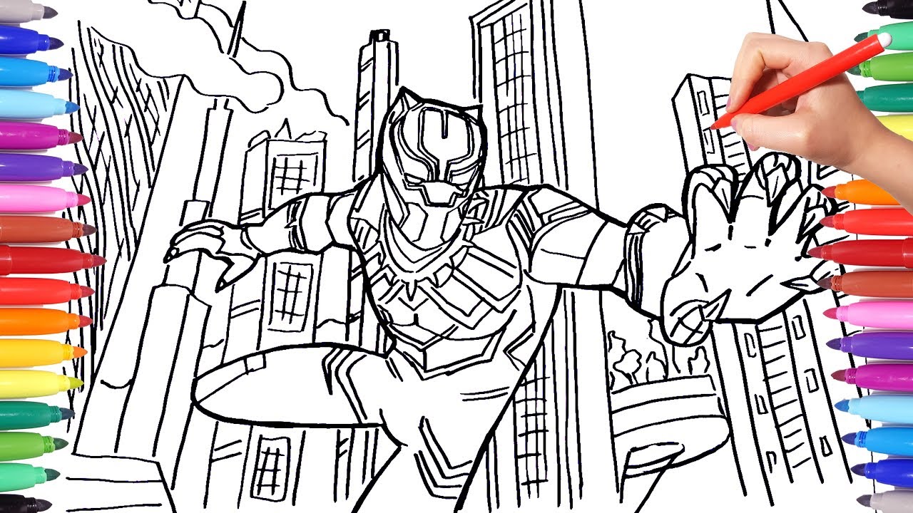 BLACK PANTHER Coloring Pages | Draw and Color Marvel Superheroes Avengers Coloring Book for Kids