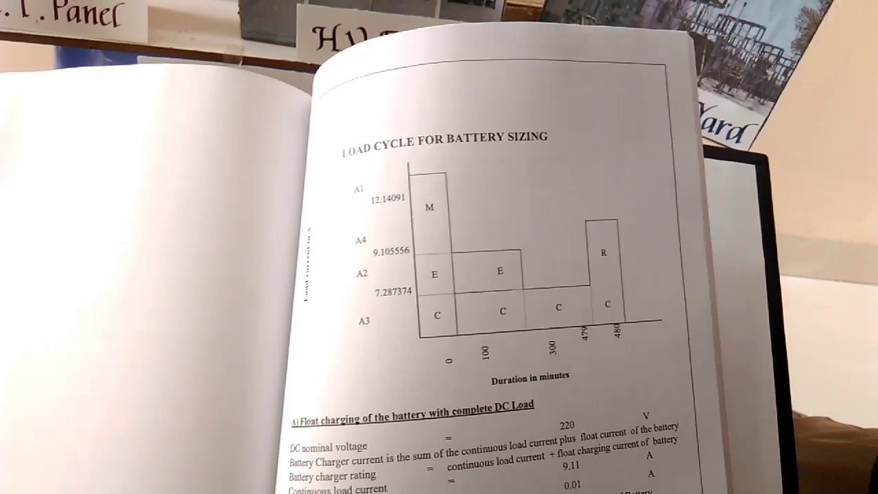 Battery charging calculation for substation