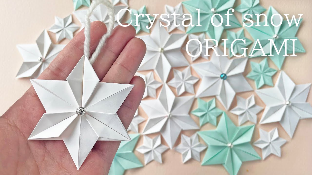 【冬の折り紙】雪の結晶の折り方音声解説付☆Origami Crystal of snow tutorial/たつくり