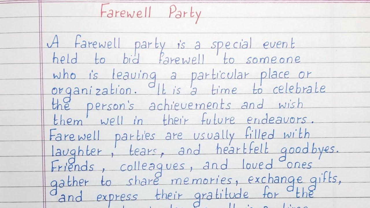 Write a short essay on Farewell Party