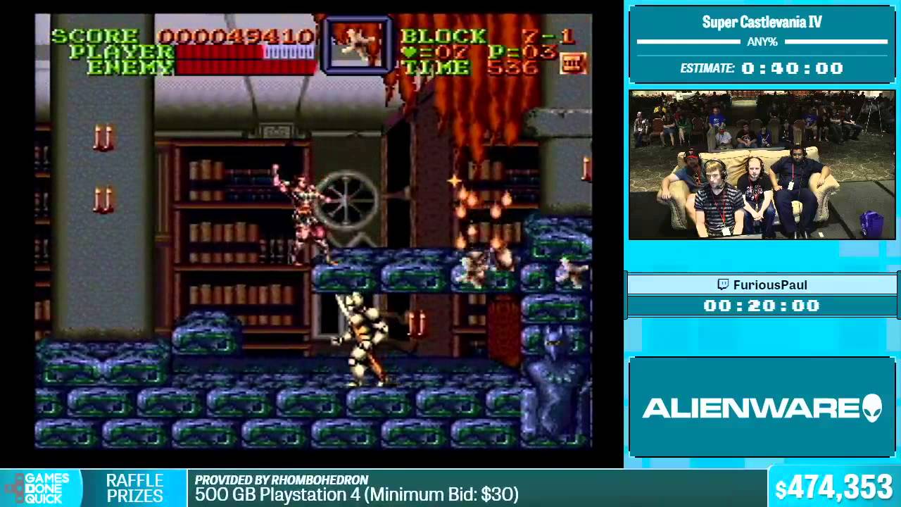 Super Castlevania IV by FuriousPaul in 35:15 - Summer Games Done Quick 2015 - Part 106