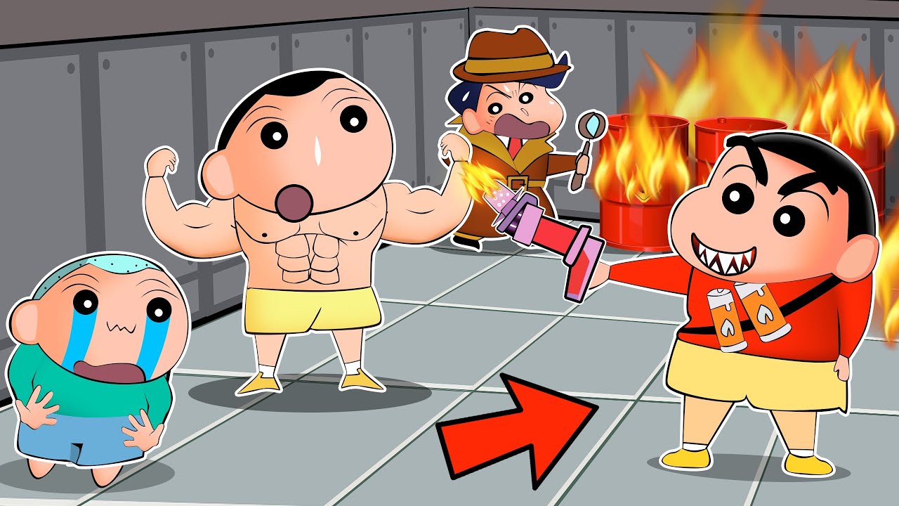 Arsonist Shinchan Burns The Spaceship In Super Sus 😱🔥 | Shinchan Playing Among Us 3D | Funny Game 😂