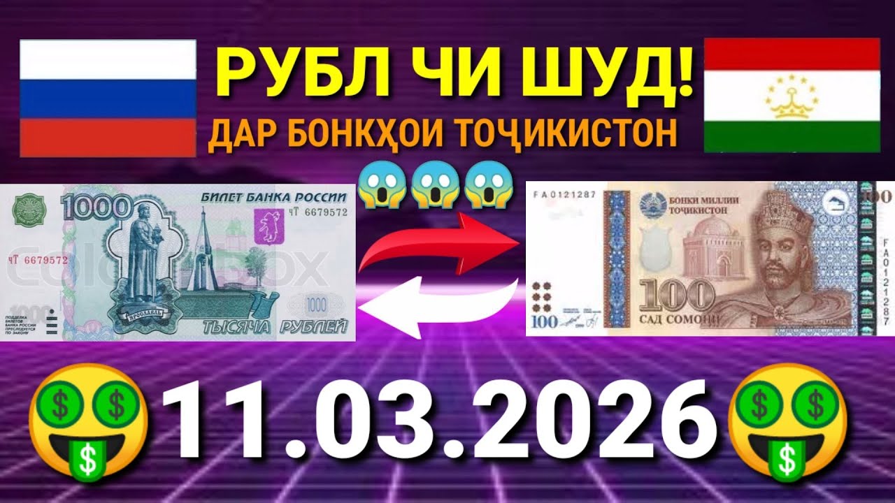 КУРСИ РУСИ ДАР ТОҶИКИСТОН 11.03.2026 #курби_асъор_имруз #курси_имруза #курс_рубл #курс #имруз #рубль