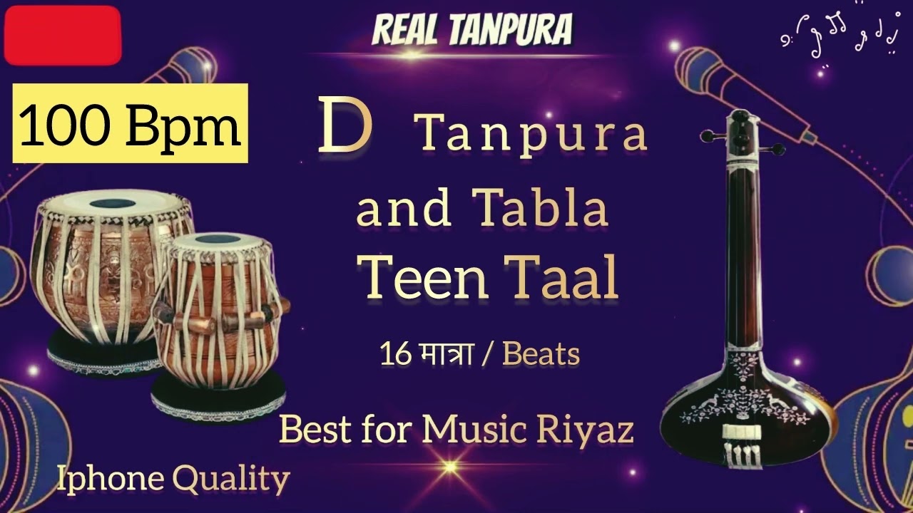 D 100bpm Tanpura with Tabla (Teen Taal 100 Bpm) | Iphone Best Quality | Real Tanpura Prateek