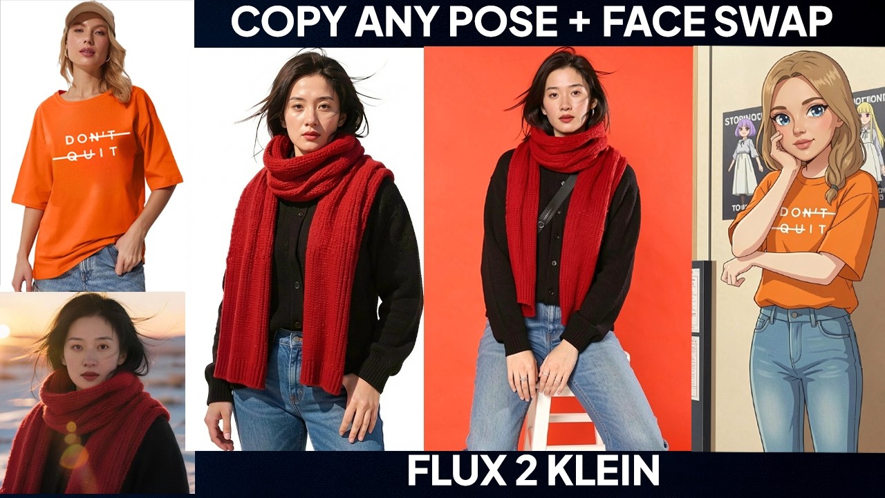 Flux 2 Klein 9B ComfyUI: 100% идеальная замена лиц и поз.