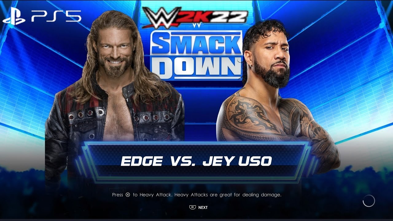 WWE 2K22 (PS5) - EDGE vs JEY USO GAMEPLAY | SMACKDOWN, MARCH 19, 2021 (1080P 60FPS)