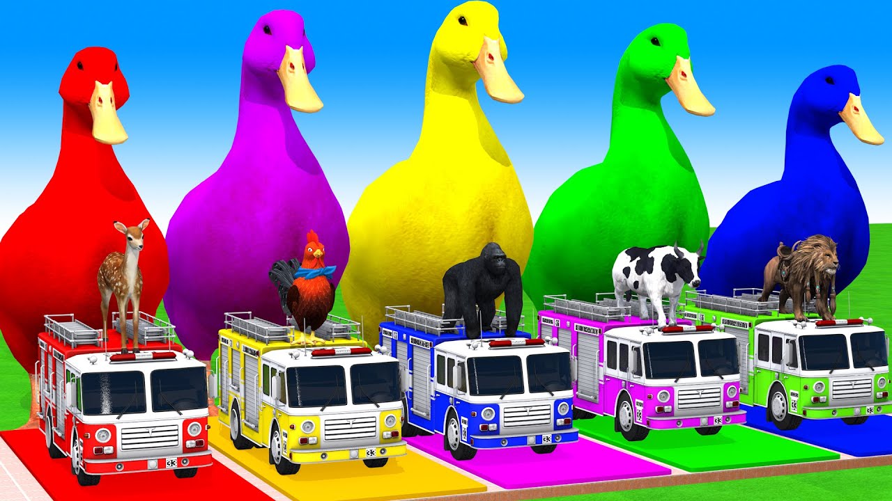 Long Slide Game With Cow Elephant Gorilla Hippopotamus Tiger 3d Animal Game Funny 3d Animals