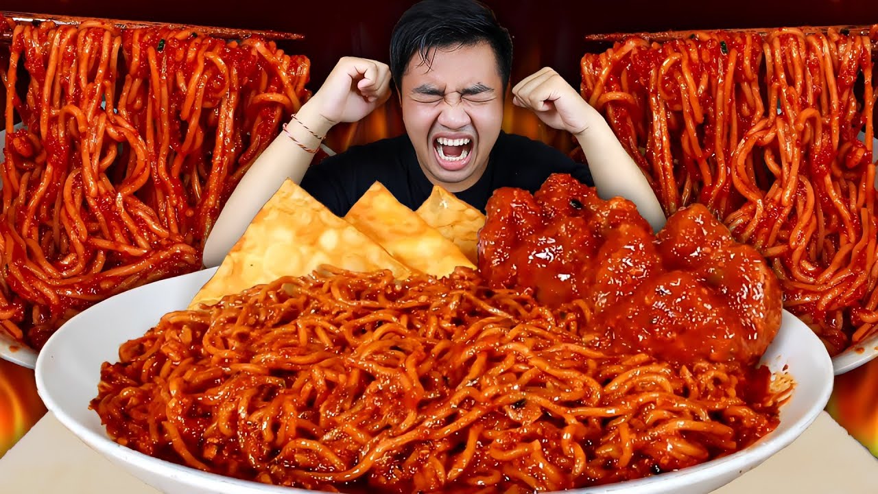 BIADAB!! MUKBANG MIE JEBEW LEVEL 5 PAKE BAKSO URAT GERENJEL SIRAM CABE SETAN