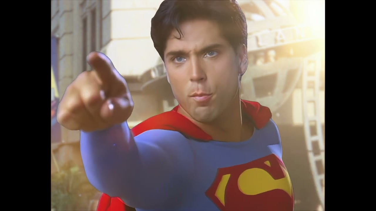 Gerard Christopher Superman in-front of Daily Planet (Season Five)