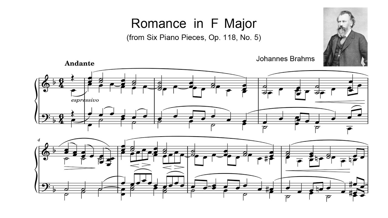 Brahms - Romanze in F major, Op. 118 No. 5 (Yevgeny Morozov, piano) / Yale Sprague Hall [Score]