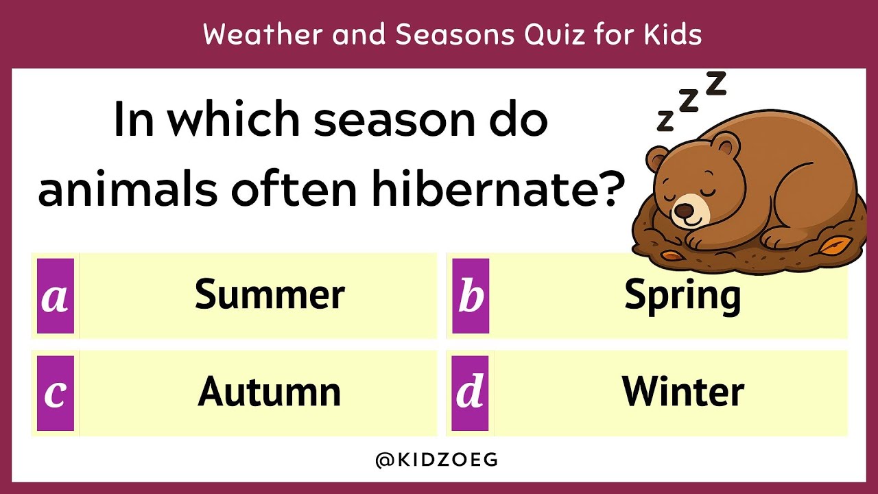Weather and Seasons Quiz for Kids  🌦️☀️❄️ | 20 Questions | GK Test for Children