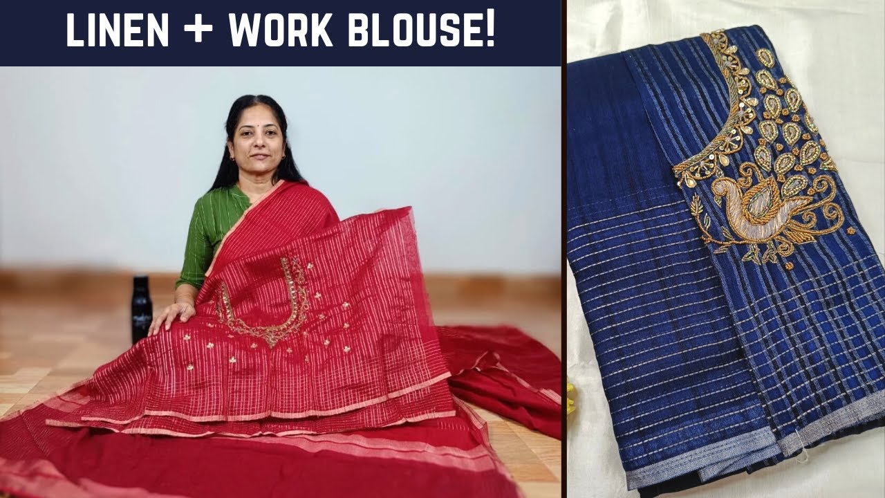 Designer Blouse + Linen cotton saree | Rare combo! | Madras sarees | Free shipping | Diwali sarees