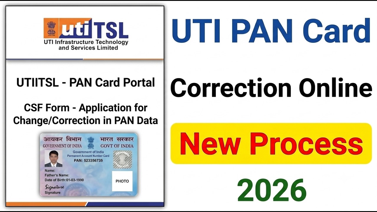 UTI PAN Card Correction Online Apply 2026 | PAN Card Name, DOB, Photo Change Online | UTI PAN Update