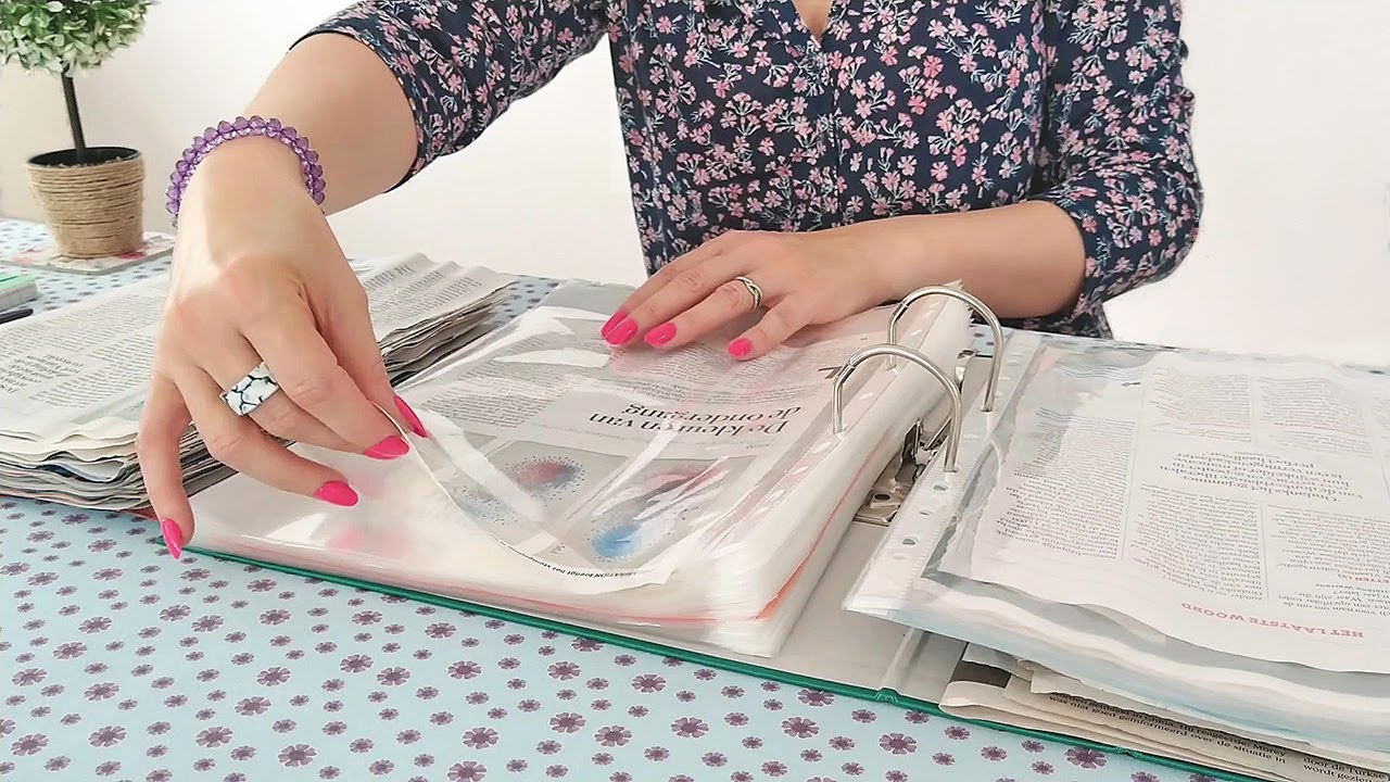 ASMR Plastic Sheet Protectors in a Binder • Organizing Magazine Clippings • No Talking