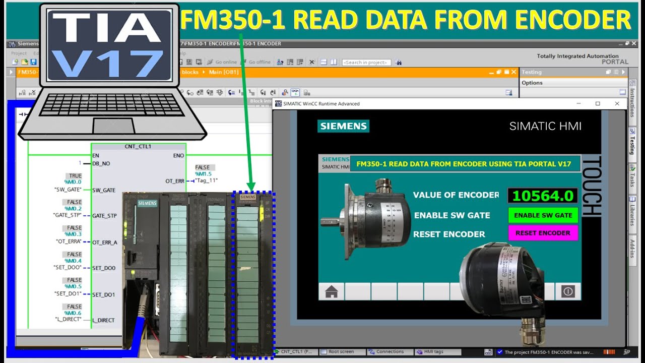 TIA Portal V17 read data from encoder by using high speed counter module FM350-1