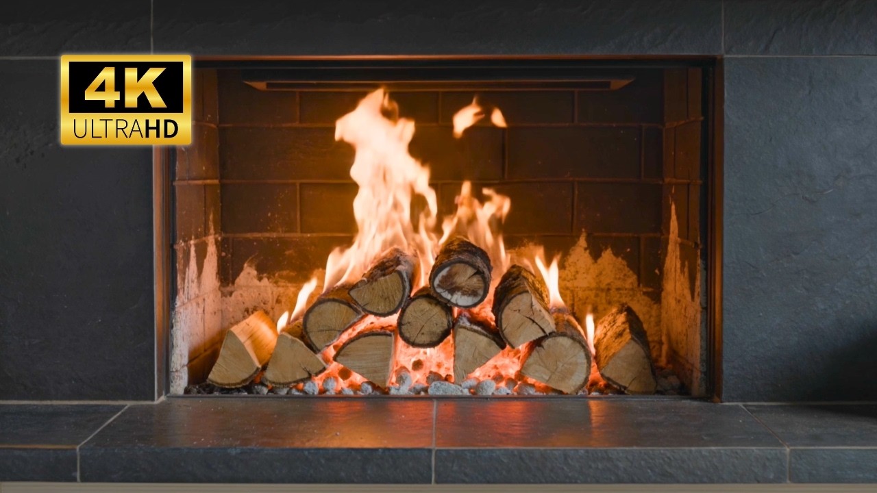 Kaminfeuer 4 Stunden. Starkes Feuer. Knisterndes Holz. Ohne Musik