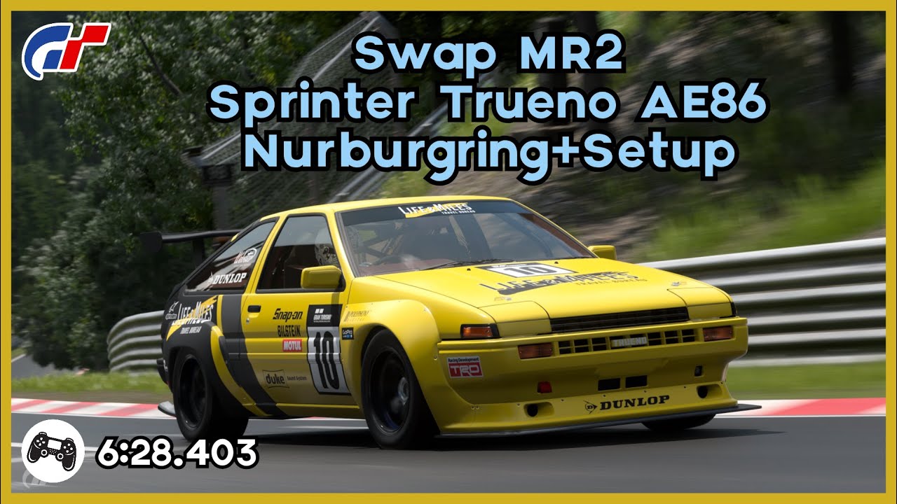 GT7 | Swap MR2 Toyota Sprinter Trueno AE86 Nürburgring 6:14.077 | Lap + Setup