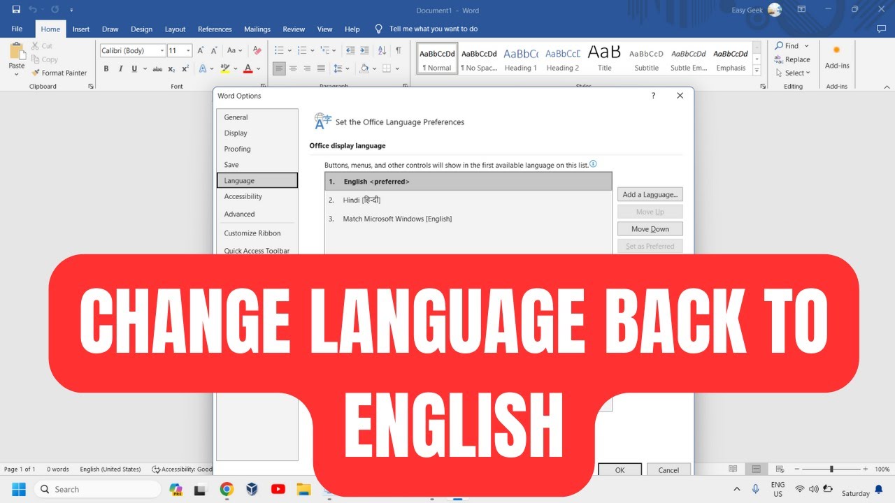 How to Change Language in Microsoft Word back to English [2023]