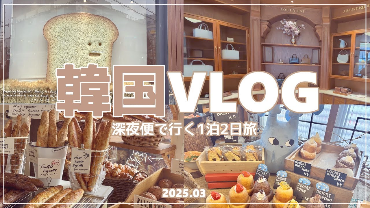【韓国VLOG】深夜便で行く1泊2日韓国旅！気づいたらパン屋巡りになってた日◇安国｜聖水｜散策｜買い物｜グルメ