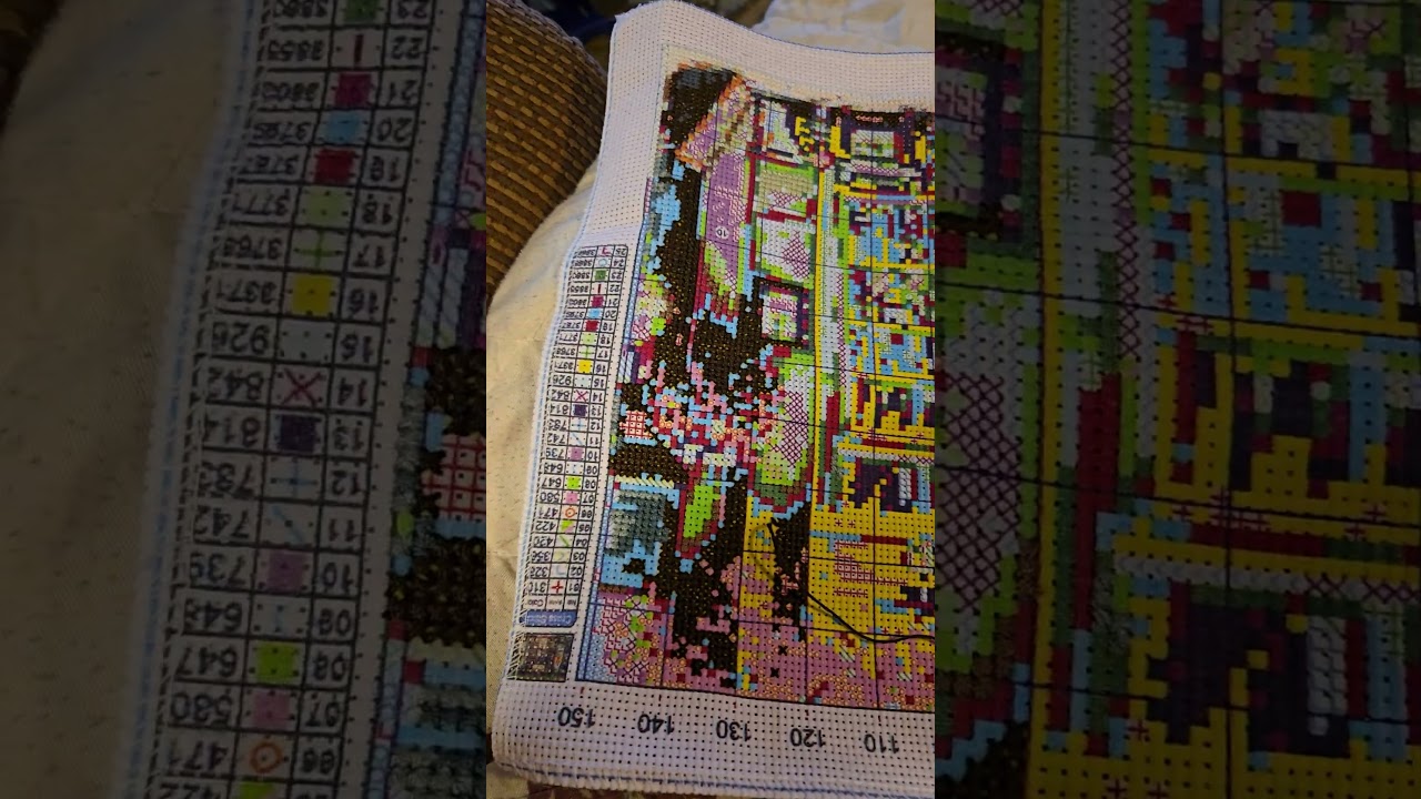 Cross stitch progress, day 2
