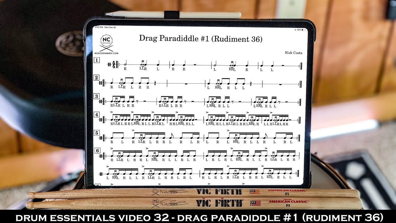 Drum Essentials Video 32 - Drag Paradiddle #1 (Rudiment 36) | NickCostaMusic.com
