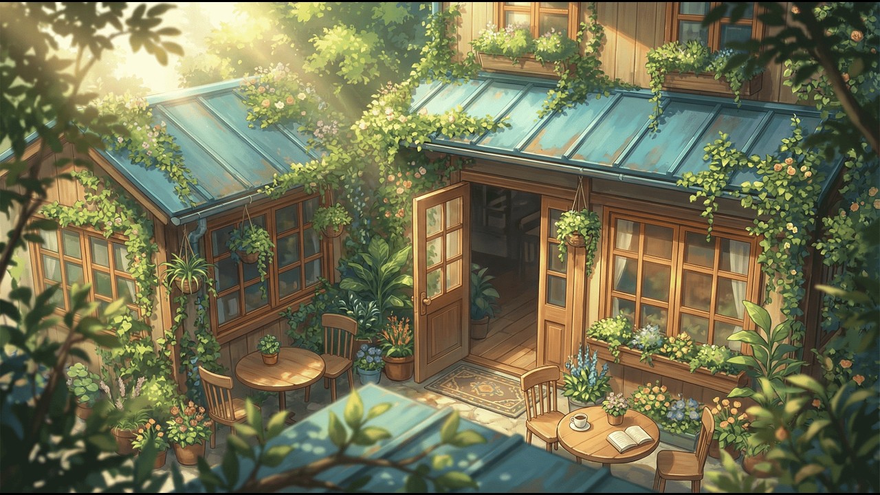Hidden Courtyard Café ☕️ Dusty Sunlight Lofi 🌿 Chill Beats to Study / Relax