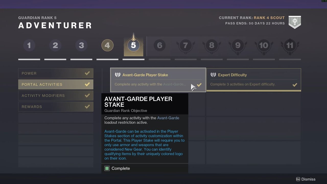 Destiny 2 Edge of Fate - Guardian Ranks - Rank 5 requirements - Year of Prophecy