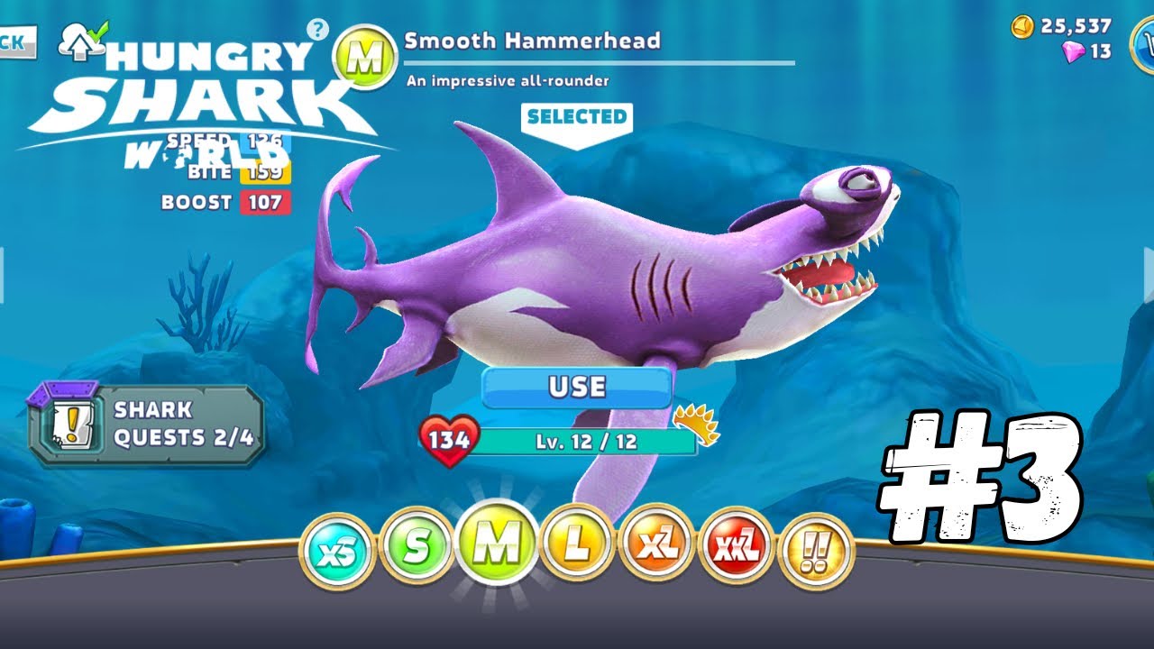 AKU SUDAH MULAI MENDOMINASI LAUTAN, SWEET HAMMERHEAD SHARK SO BIG!! Hungry Shark World #3
