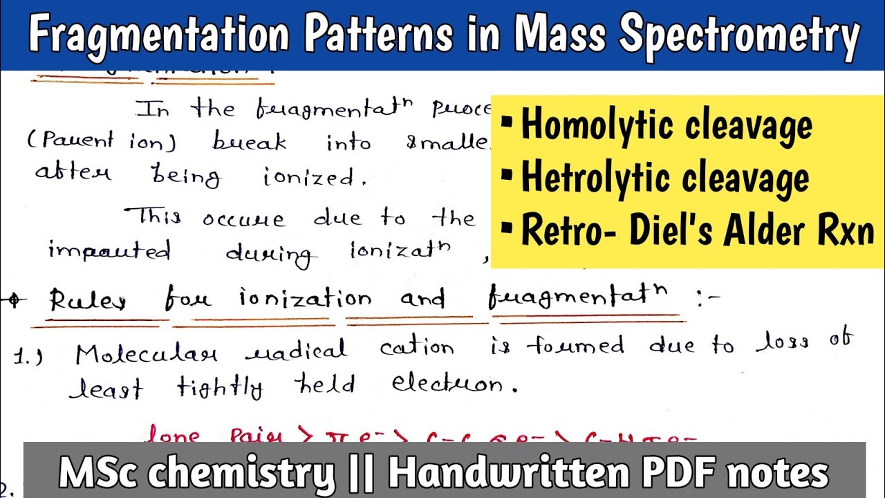 Fragmentation Patterns In Mass Spectrometry (@RELATE CHEMISTRY )