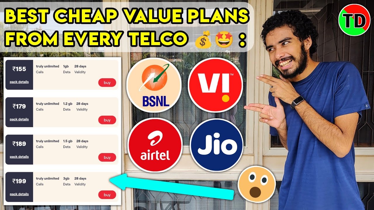 Best Value Plans From Vi, BSNL, Airtel & Jio | Cheapest Recharge Validity Plans In India Ranked 🤩🔥
