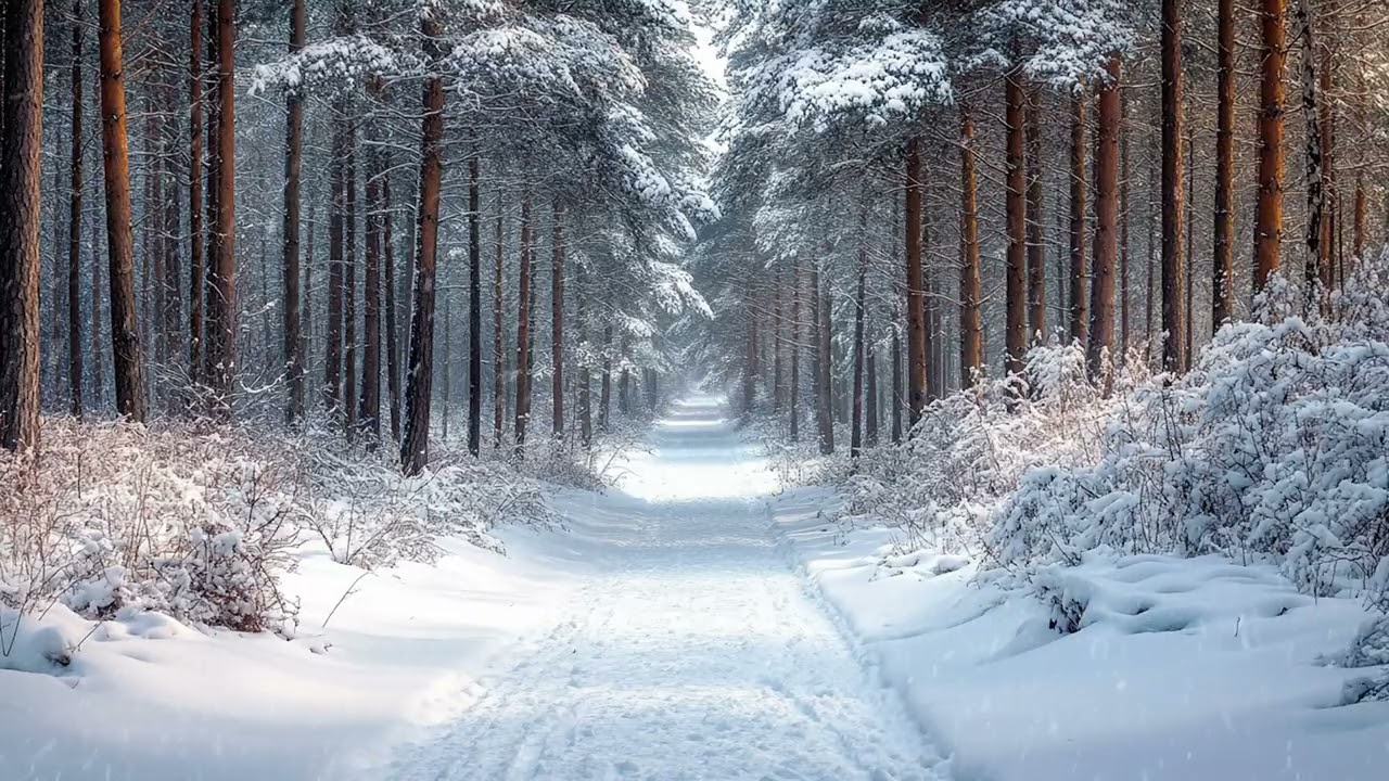 Snow Falling Slowly in a Still Winter Environment for Restful Sleep