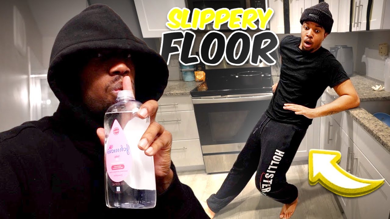 EXTREME SLIPPERY FLOOR PRANK ON TYJAE!