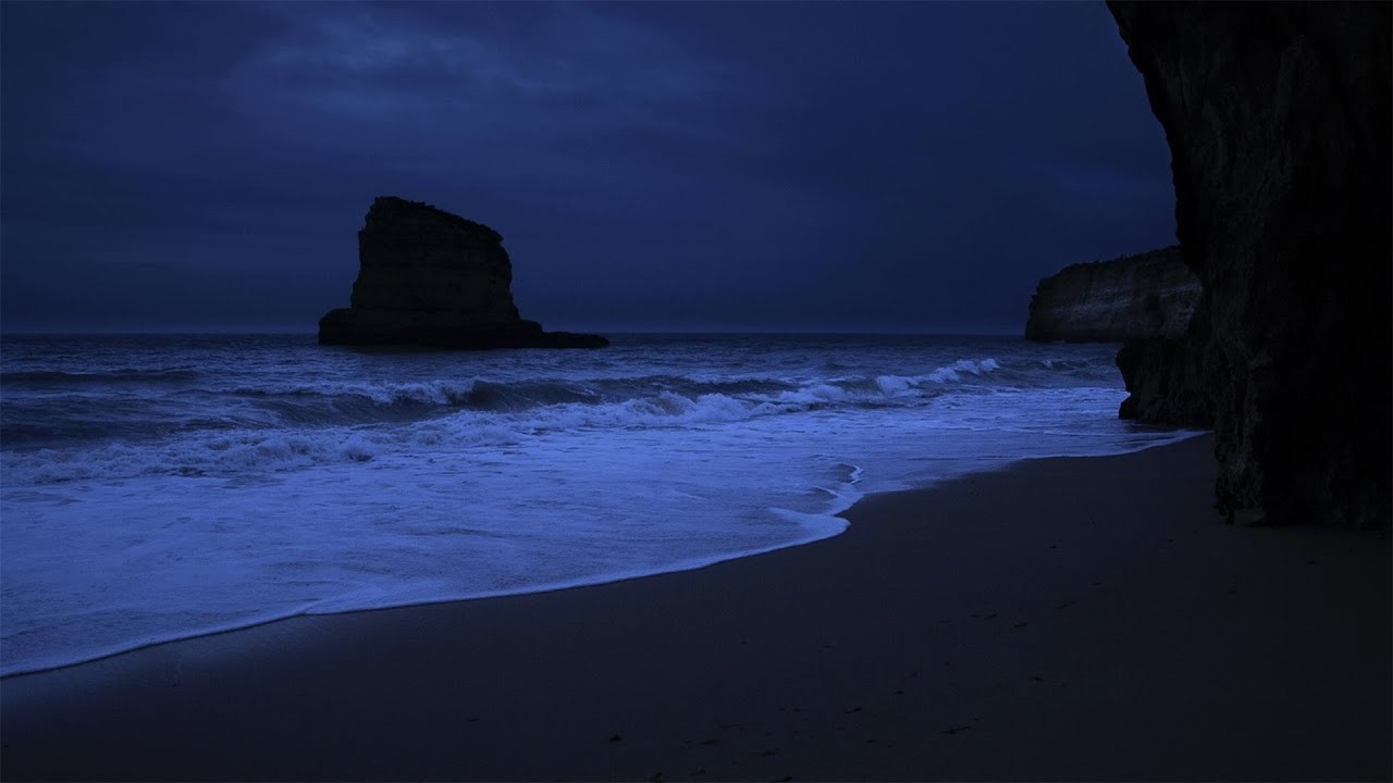 Powerful Ocean Waves at Night for Sleep (No Music, Black Screen)