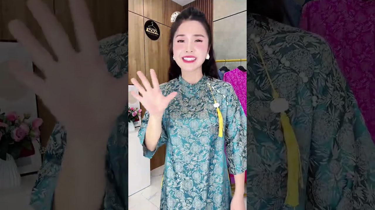 AD307 áo dài lụa gấm phối cúc ngọc tinh tế, mặc đi tiệc hay đi chơi đều đẹp, đặt hàng 0868662126