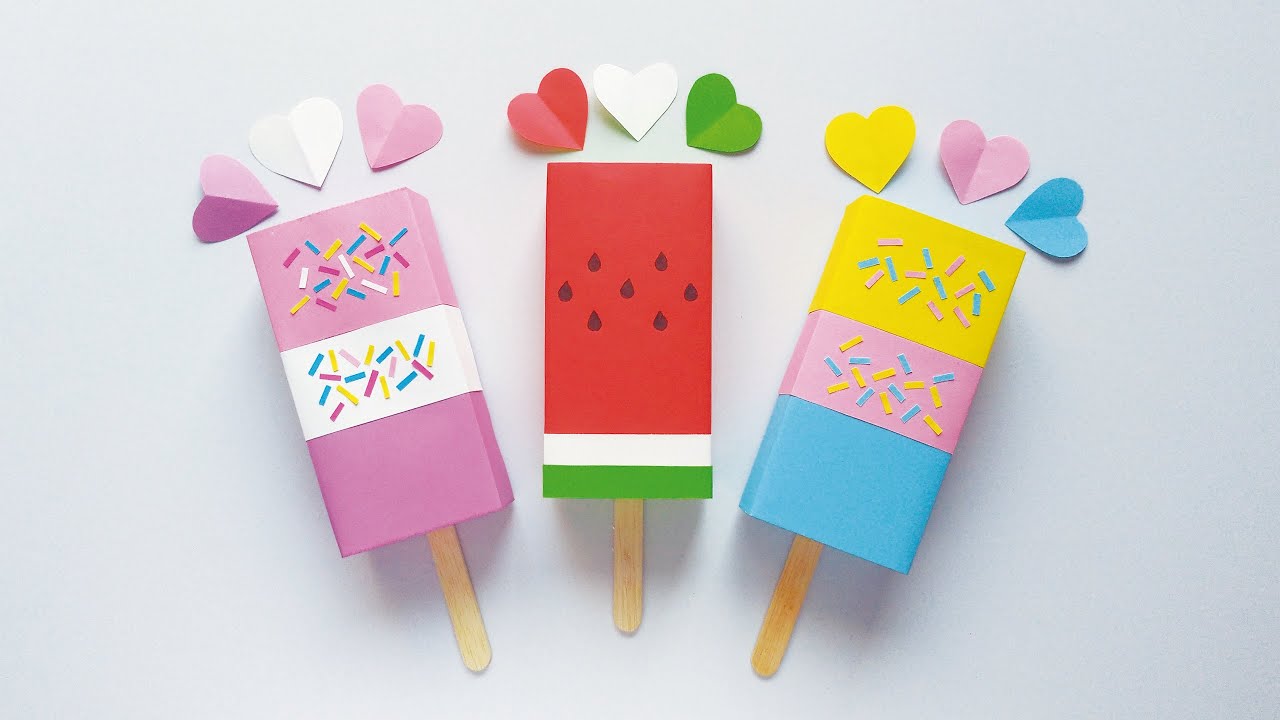 Como hacer HELADOS de papel / Paleta de papel / How to make paper ICE CREAMS / Muy Fácil