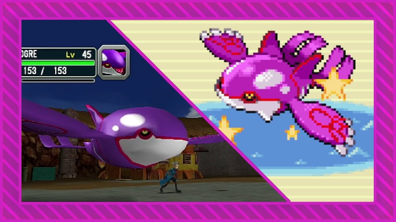 Shiny Kyogre in Pokemon Sapphire after 4,941 soft resets