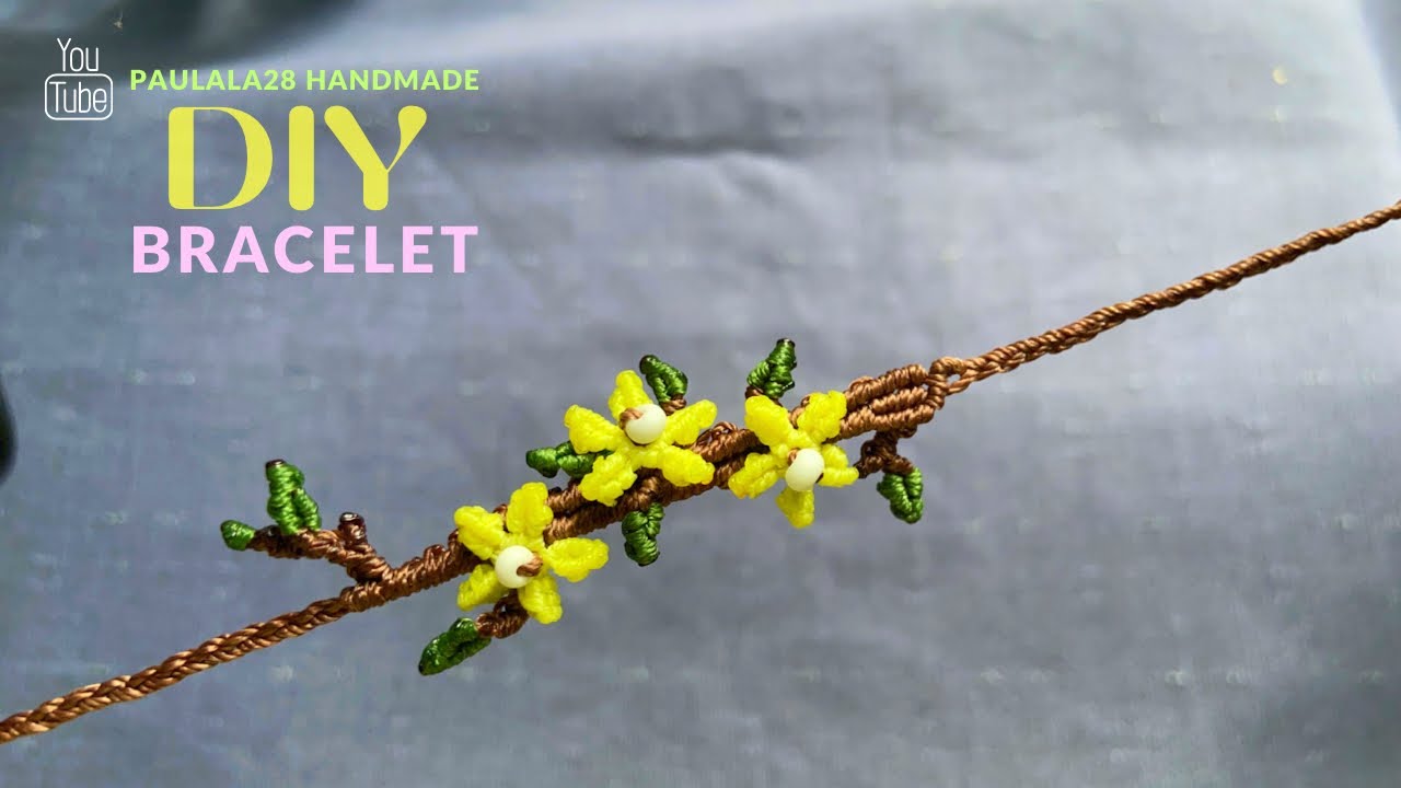 How to make flowers bracelet | Vòng tay pulsera de hilo ブレスレット手镯 팔찌 ब्रेसलेट macrame tutorial DIY