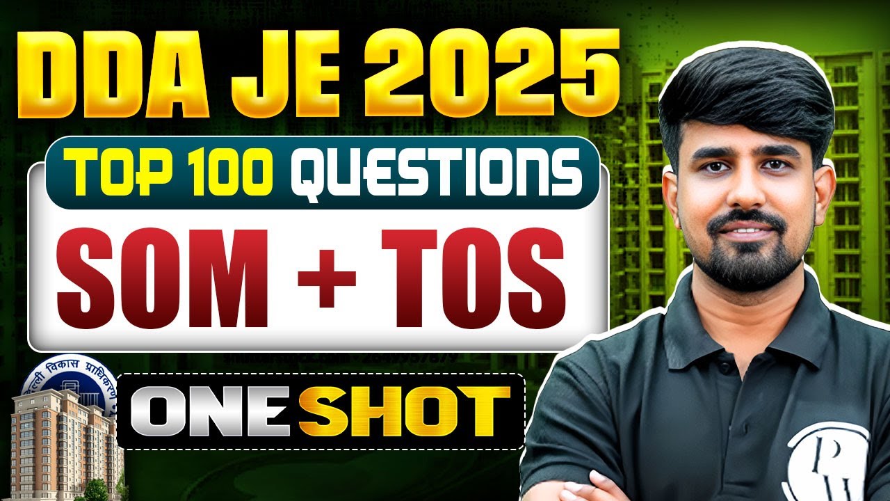 Strength Of Materials & TOS  In ONE SHOT | DDA JE Civil Engineering Classes | SOM DDA JE 2025