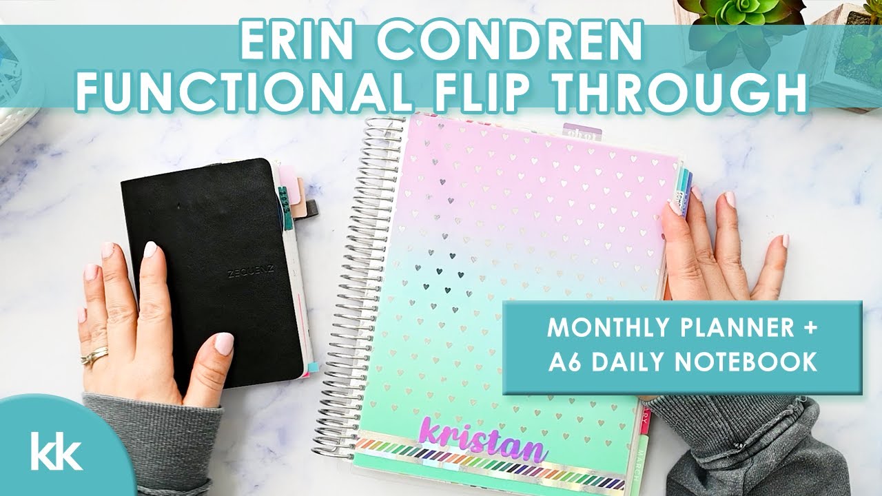 Erin Condren Flip Through How I Used My Monthly Planner and A6 Zequenz Notebook Functionally March