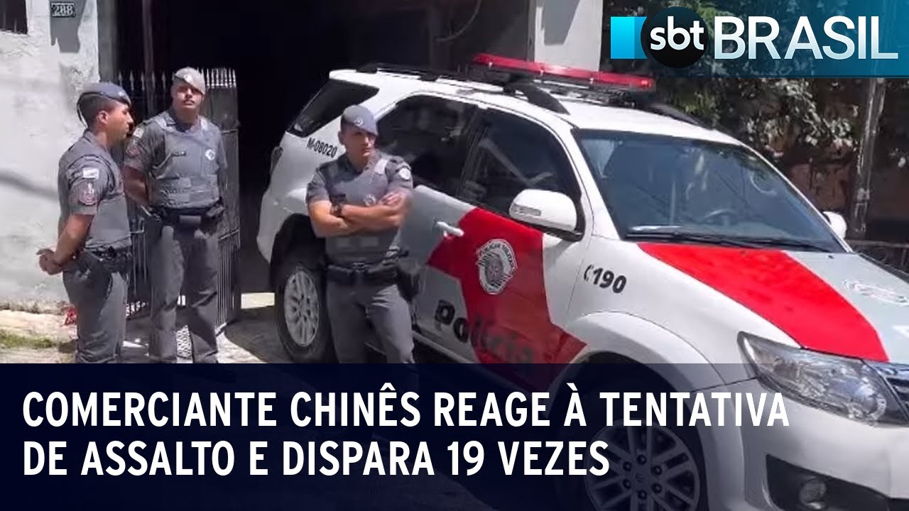 Comerciante chinês reage à tentativa de assalto e dispara 19 vezes | SBT Brasil (03/04/23)