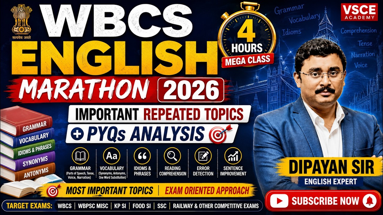 WBCS English Marathon Class 2026 | English Important Repeated Topics + PYQs Analysis | Partha Sir