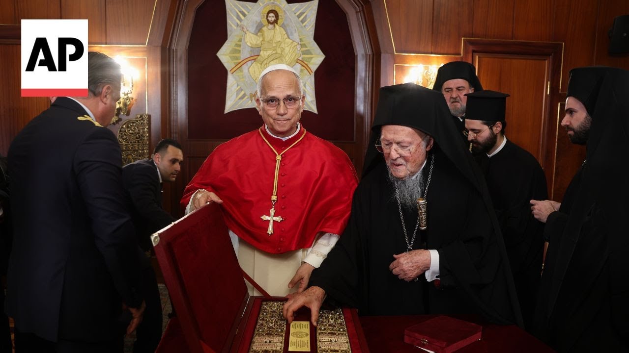 Pope Leo XIV prays with Patriarch of Eastern Church Bartholomew I during trip to Turkey